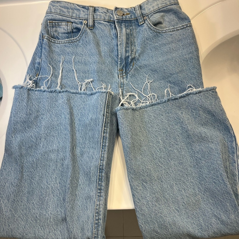 PacSun Nora Wide Leg Cropped Jeans in the color Light Blue
